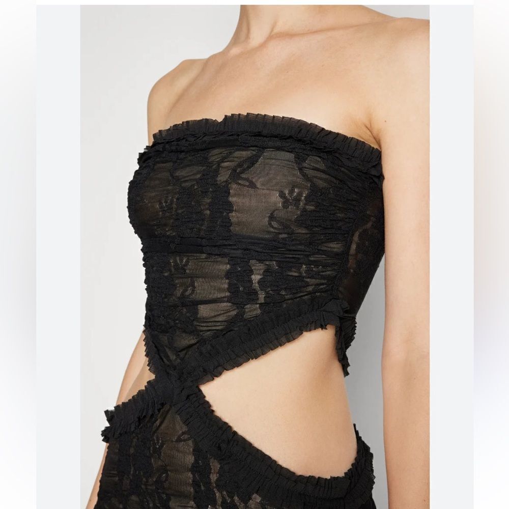 Jaded London Scrunch Lace Ruffle Dress black jellyfish hem cut out Revolve 2 S - Picture 8 of 16